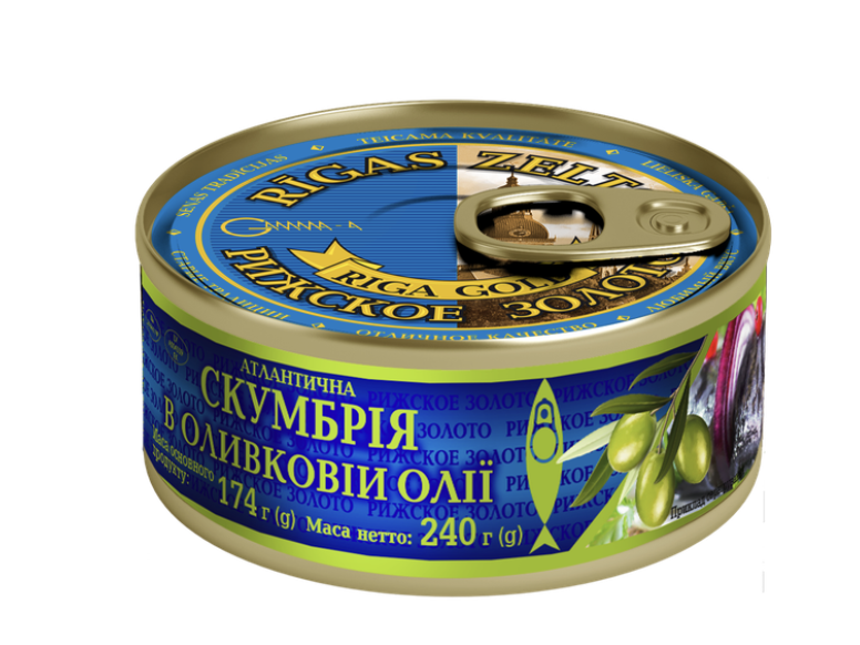 Скумбрія Рижское золото в олив олії з/б№3 240г кл